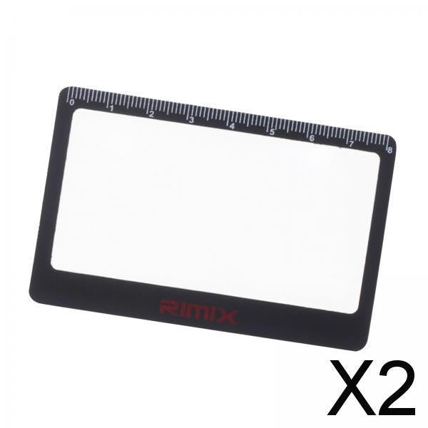 2x Pocket Len Magnifier Outdoor Fre HD Reading Glass Credit Card Size Black