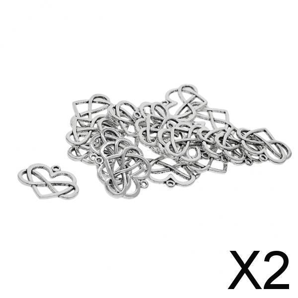 2x20pcs Tibetan Silver infinite love Heart Charms Pendants for Jewelry Making