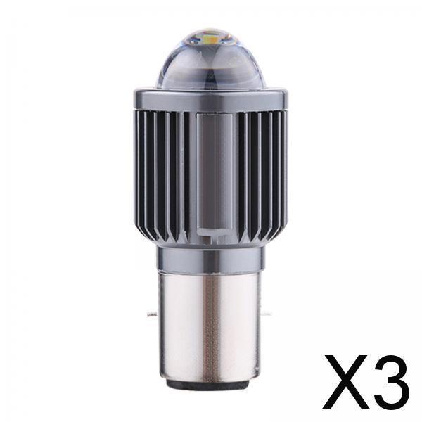 3xLED Headlight Bulbs with Lens Waterproof DC 12-80V 1080LM BA20D White