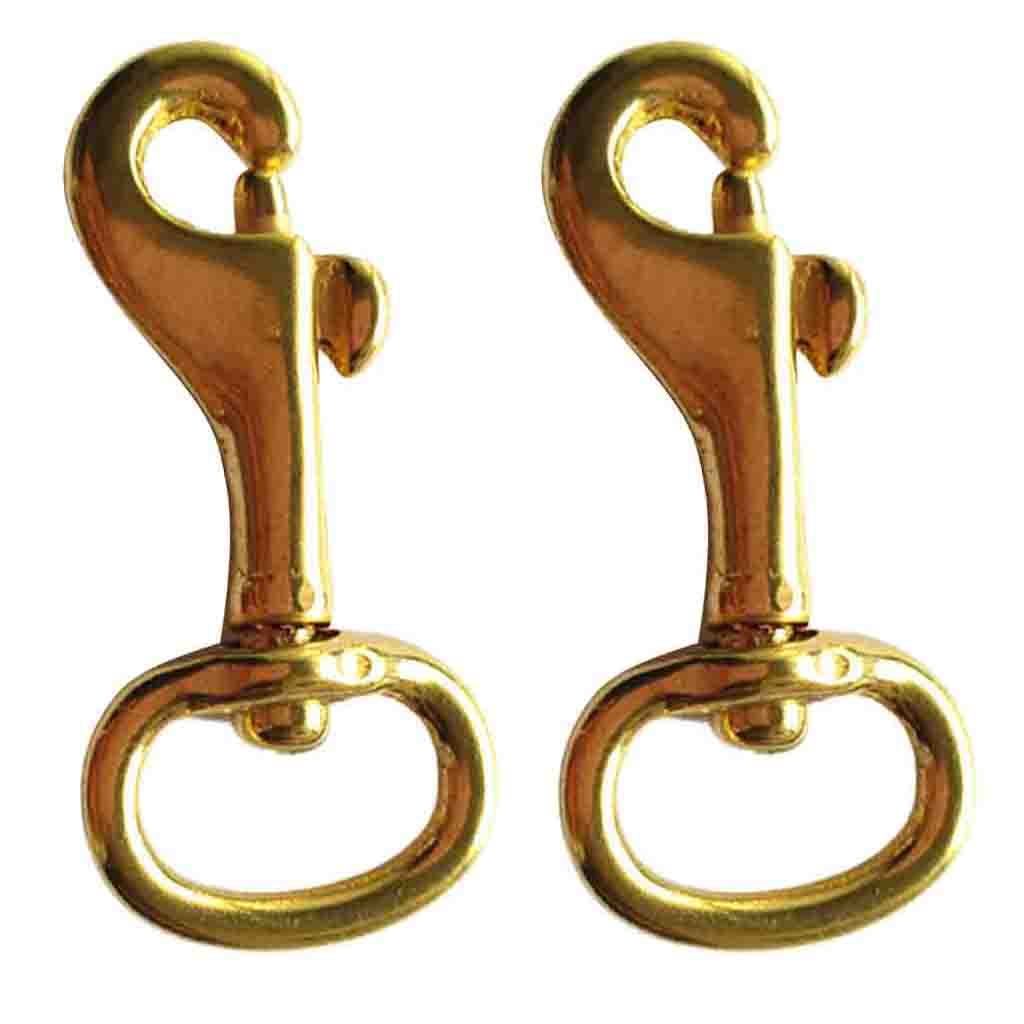 2 Pieces Brass Swivel Eye Bolt Snap Hook Leather Craft Dog Leash Clip 56mm