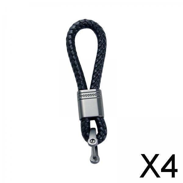 4xBraided Rope Key Chain Wristlet Bracelet Keychain Lanyard Car Key Chain Black