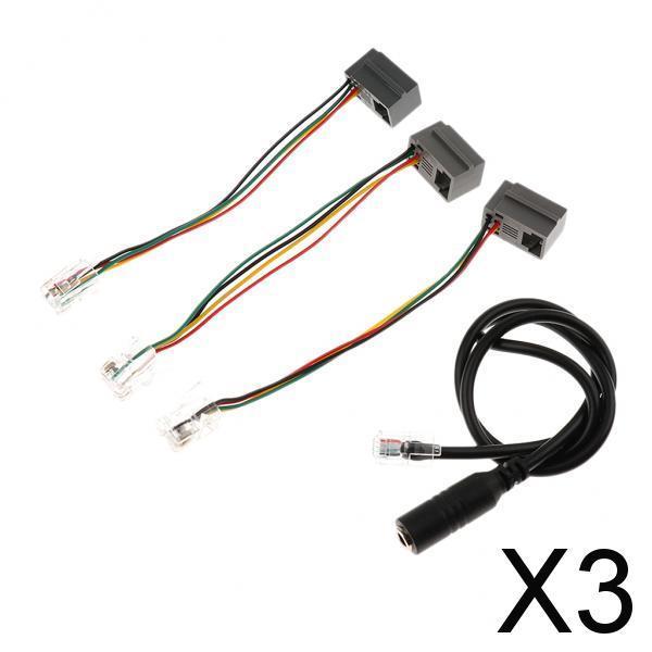 3x3.5mm Female Jack to 4P4C RJ9 Male Headset Phone Audio Adapter Cable