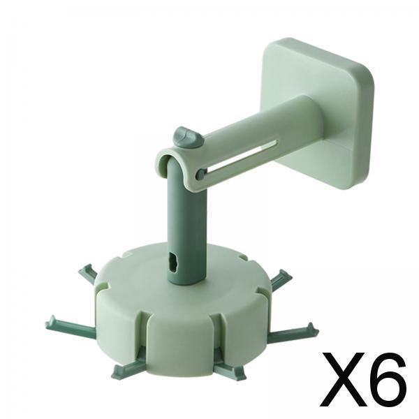 6xWall Mounted Rotating Utensils Hooks Cooking Tools for Knives Bathroom green