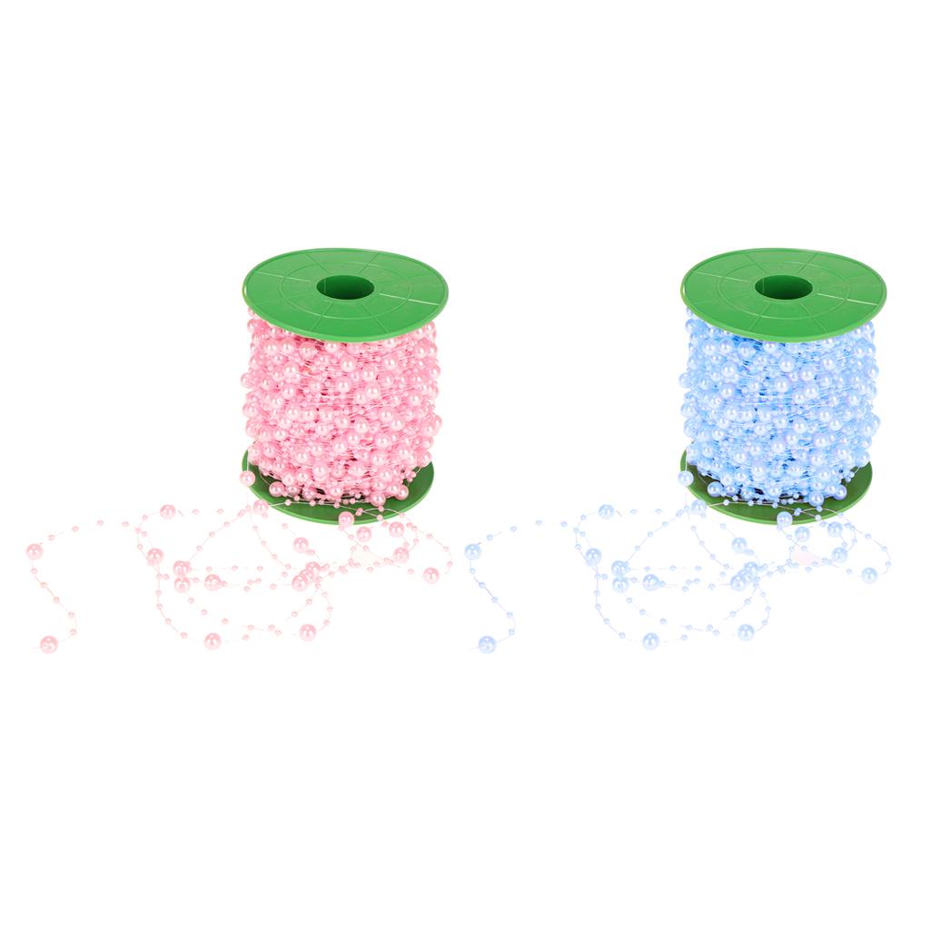 2 Roll Faux Pearls Beads String Garland Wedding Table Decoration 8mm+3mm