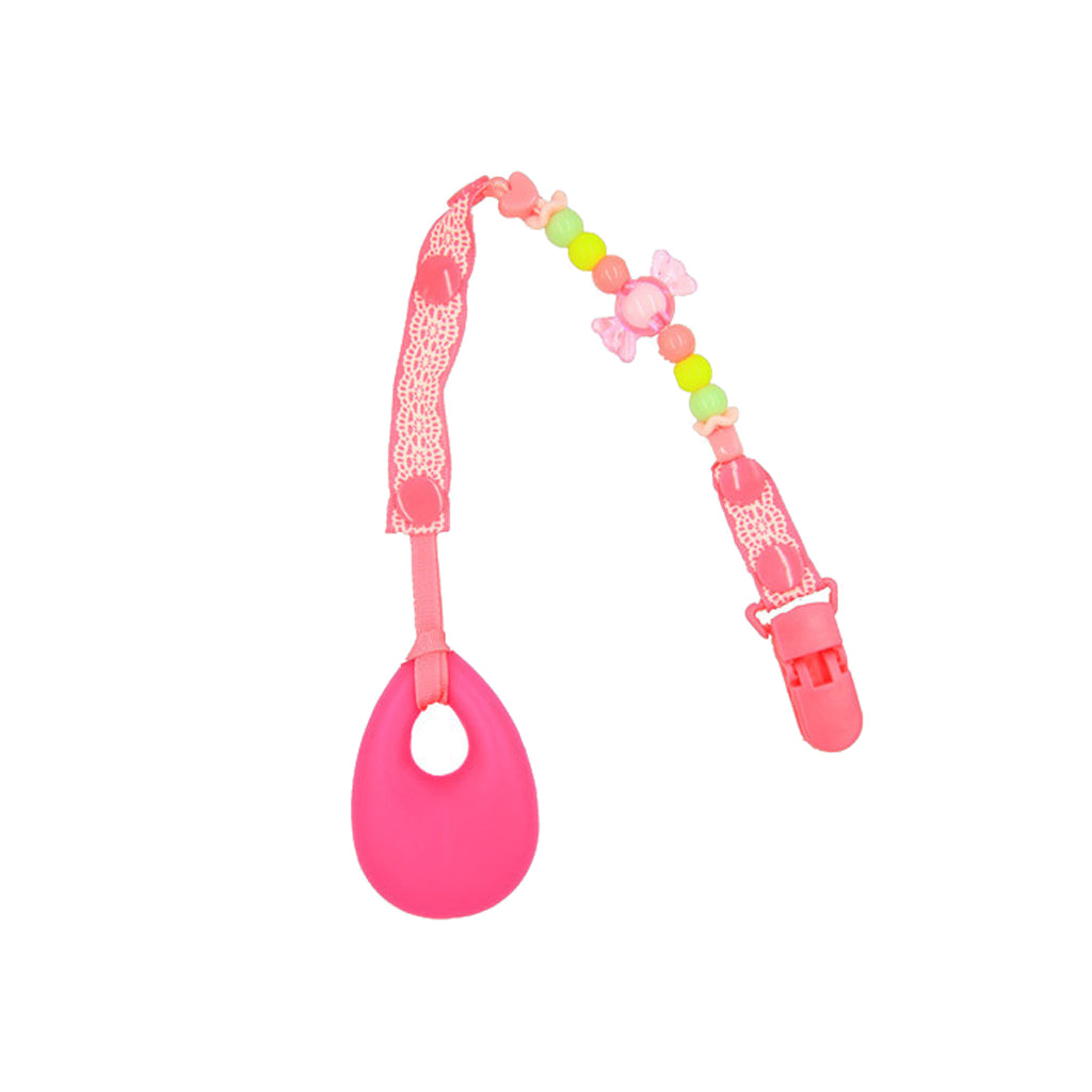 Baby Teething Necklace Kids Teether Nursing Beads Pendant Teardrop Rose red