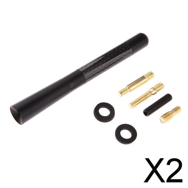 2x12cm Car Radio Stubby Signal Antenna Aerial Roof AM FM Booster Mast Black