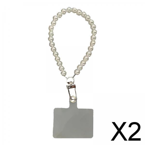 2xBeaded Phone Chain with Phone Gasket Cute Detachable Phone Lanyard for Women wrist chain