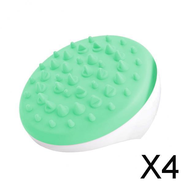 4xAnti Cellulite Silicone Body Massage Glove Scrub Bath Shower Massager Brush Green