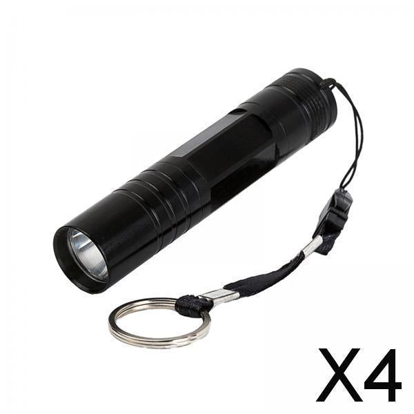 4xMini Flashlight Small Flashlight Camping Torch for Emergency Travel Climbing Black