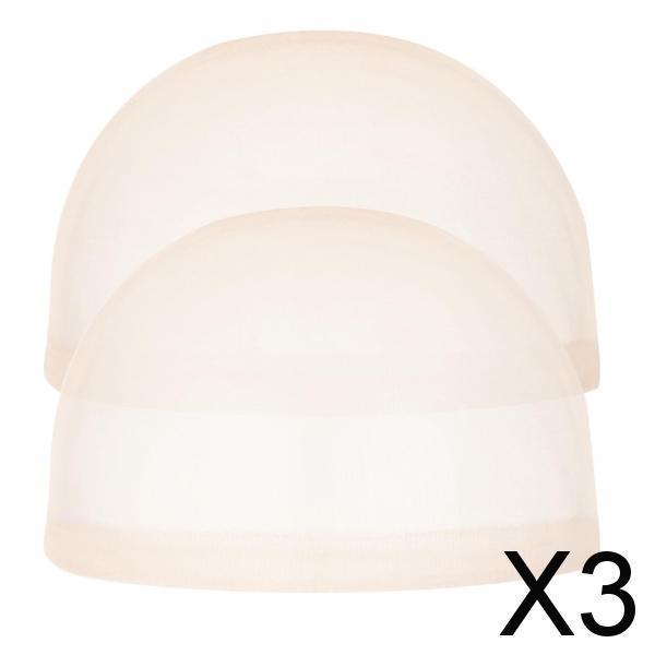 3xWig Cap Nylon Invisible Real Thin Bald Stocking Caps for Cosplay Women Beige