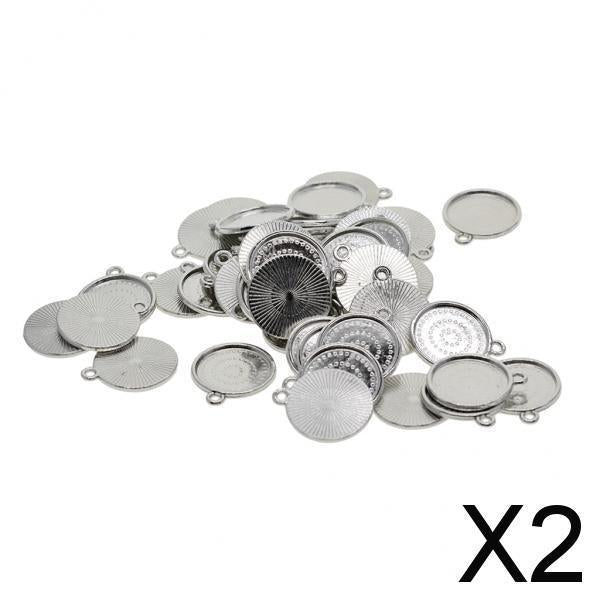 2x50x 18mm Round Pendant Blank Cabochon Base Setting Trays DIY Jewelry Making