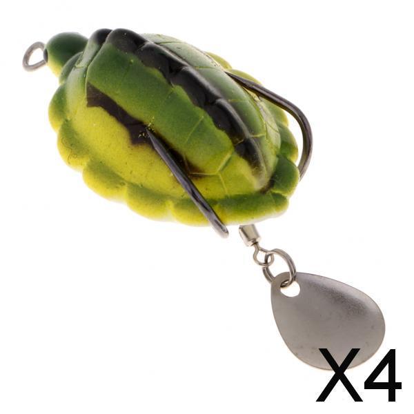 4xSoft Silicone Frog Fishing Lure Topwater Hook Baits Crankbaits Yellow