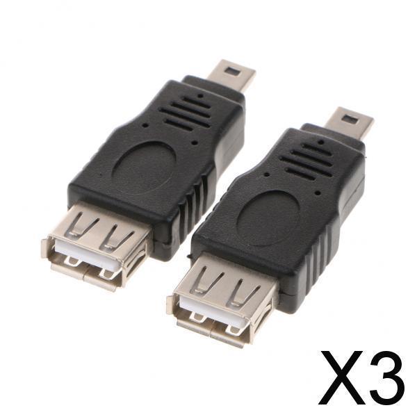 3x2Pcs Car Mini USB2.0 Male to Female Adapters Audio MP3 Converter Connectors