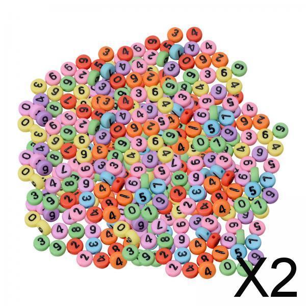 2x200Pcs Acrylic Jewelry Beads Round for Bracelets Key Chains Handmade Gift style C