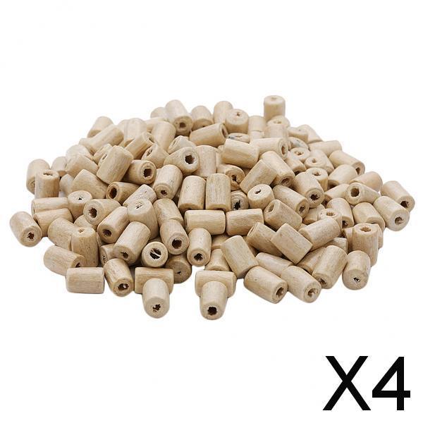 4x300pcs Natural Wooden Tube Bead DIY Jewelry Making Sewing Crafts Decors