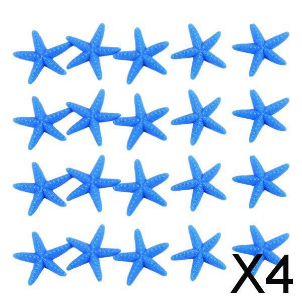 4x20pieces Cute Resin Miniature Starfish L Fish Tank Garden Ornaments Blue