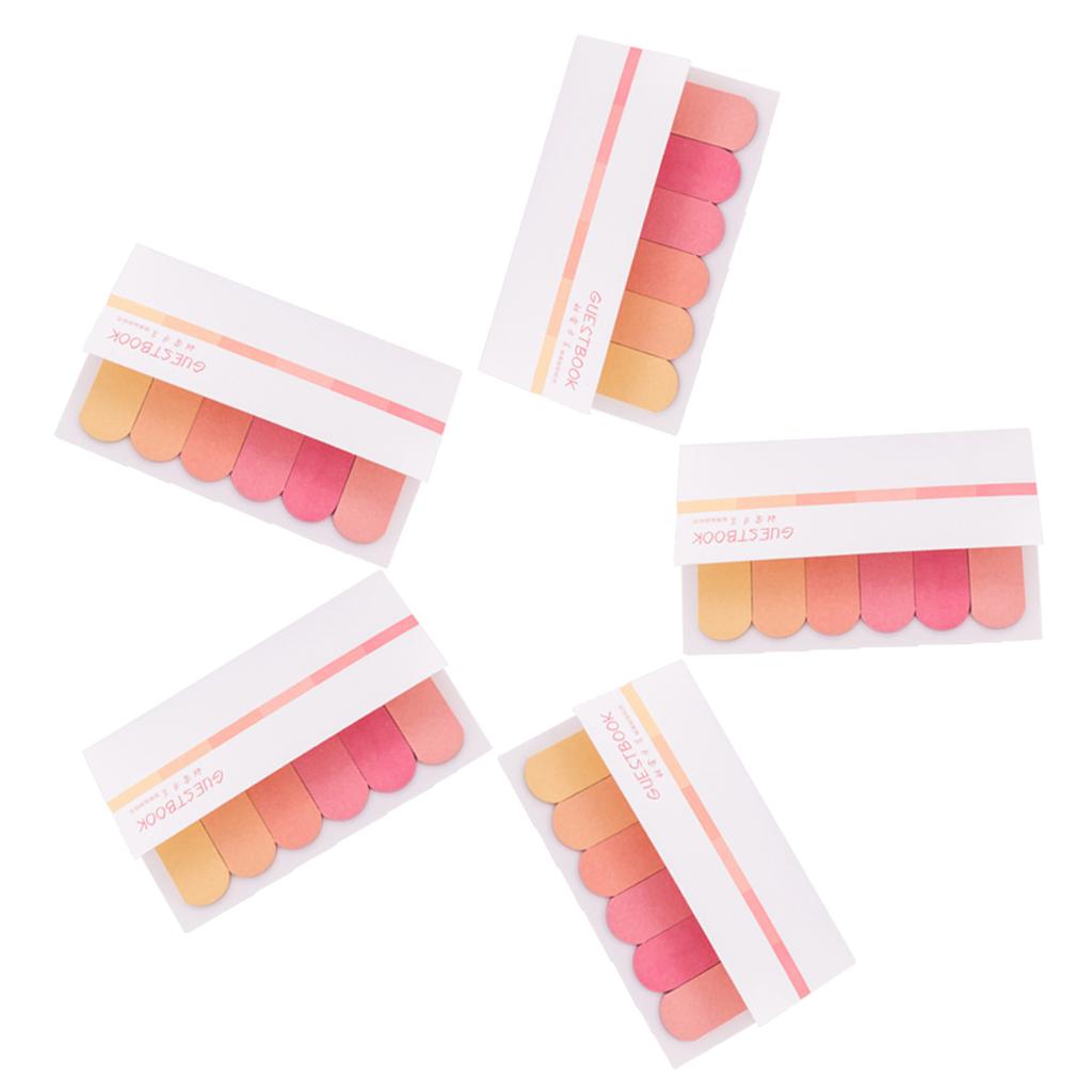 5 PCS Memo Pad Sticky Notes Stationery Office Label Index Tabs Orange Series