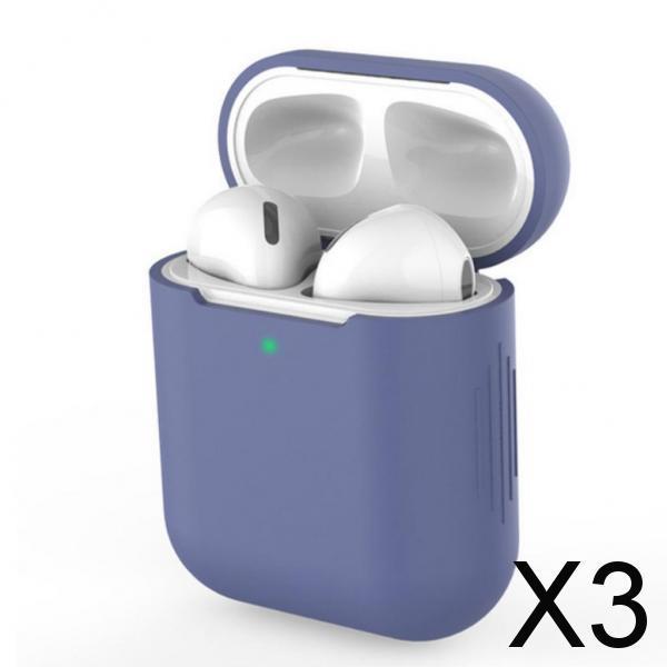3xEarphones Protective Cover for Airpods Wireless Earphone Case Midnight blue
