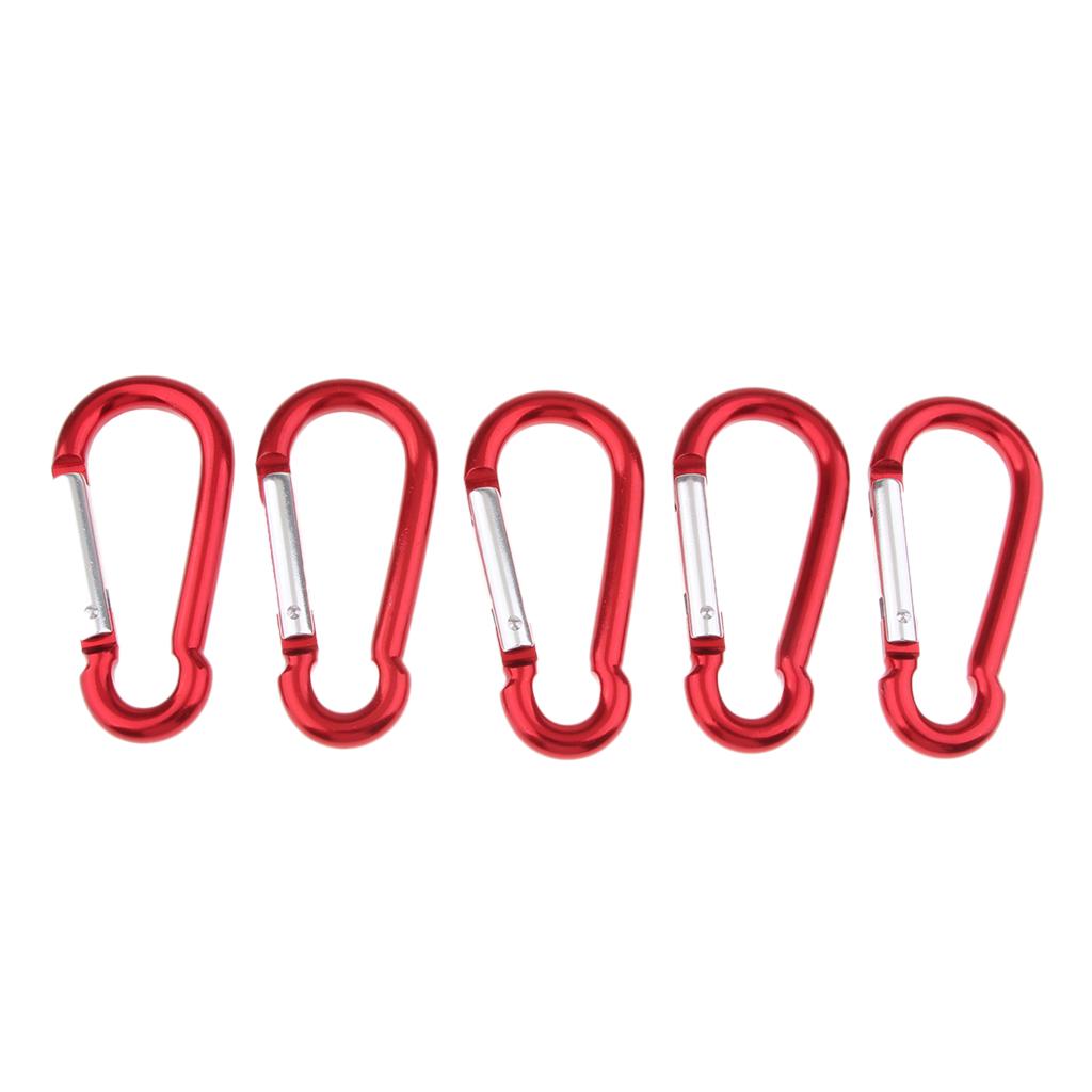 5x Coloured Carabiner Clip Snap Hook Keychain Camping Sports Karabiner Red