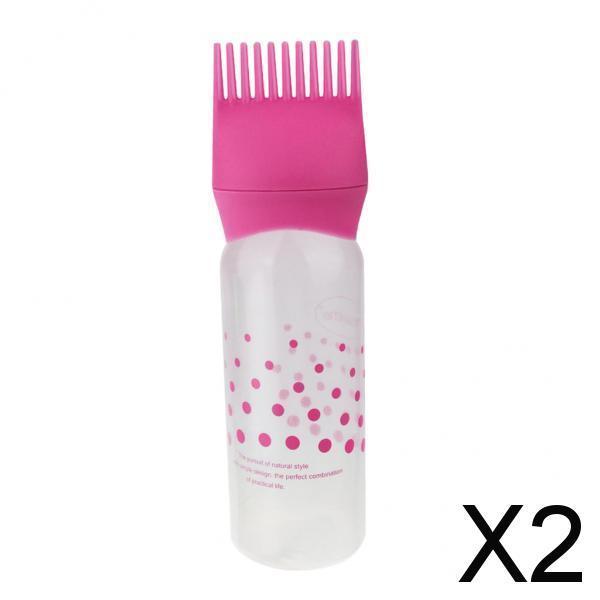 2x120ML Empty Hair Dye Dispensing Bottle Salon Hair Dyeing Applicator Pink