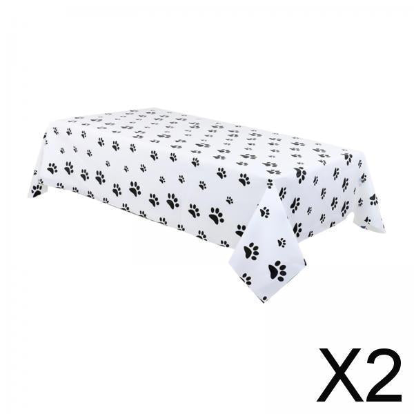 2xPVC Wipe Clean Oilcloth Tablecloth 137x274 cm Easy Wipeable Footprints