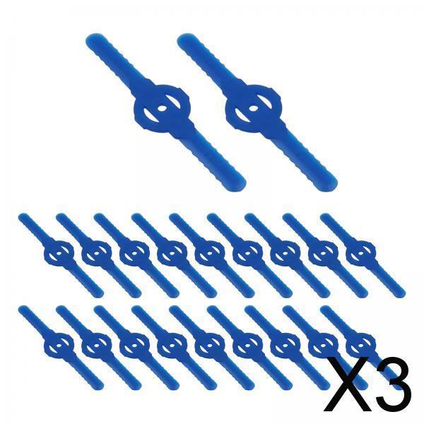 3x20 Pieces Blades Set Trimmer Blades Head for Cordless Grass Trimmer Strimmer blue