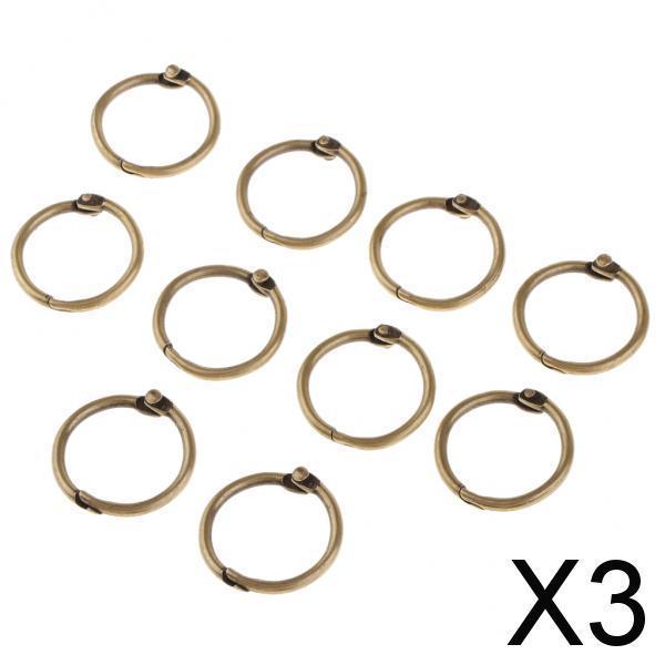 3x10 Pieces 2cm Album Binder Spiral Ring Refillable Loose Leaf Rings Bronze