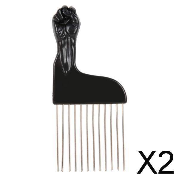 2xHair Styling Tool For Curly Hair Black Fist Hair Comb For Women and Men C