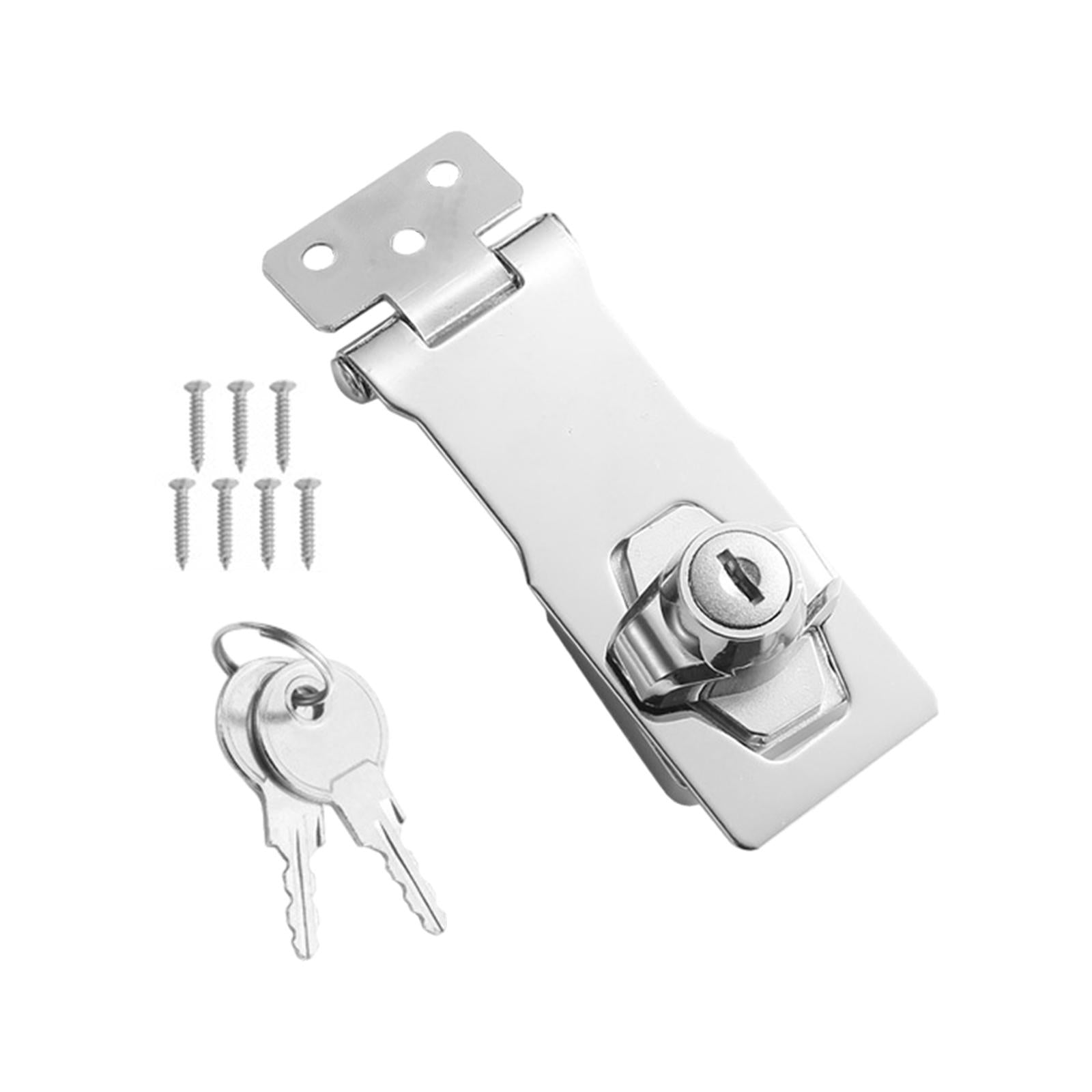 Keyed Hasp Locks with 2 Keys Cabinet Knob Lock for Cabinet Door Drawer Boxes 4inch Silver