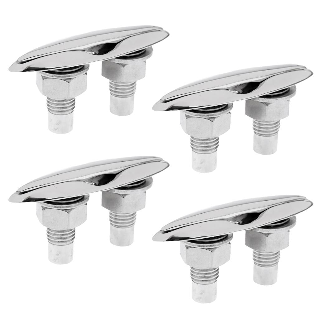 4 Pieces Pull Up Stainless Steel Cleats 5 125mm Boat Cleats Mooring Cleats"