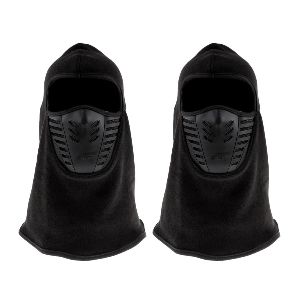 2Pcs Thermal Fleece Neck Warmer Full Face Mask Hunting Snowboard Balaclava