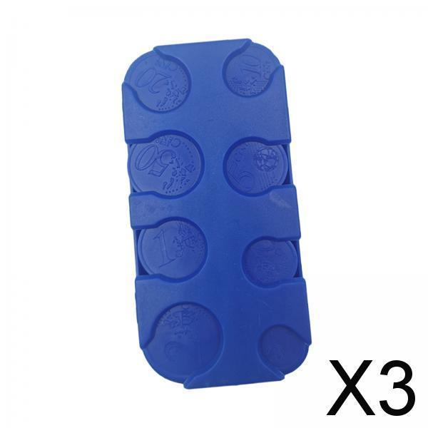 3xCoin Holder Euro Storage Organizer Box Coins Collection Lidded Coin Dispenser blue