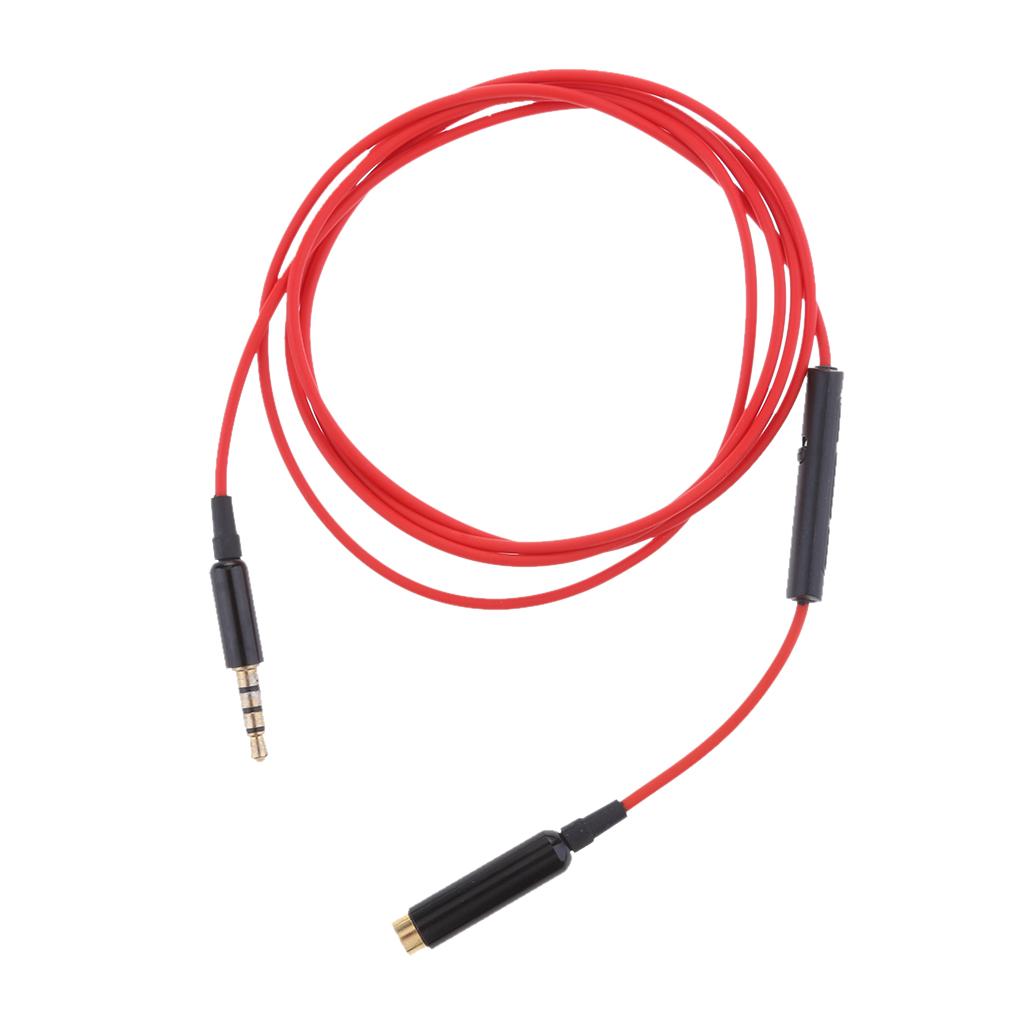 3.5mm male to 3.5mm Female Stereo Audio Cable with remote & mic red