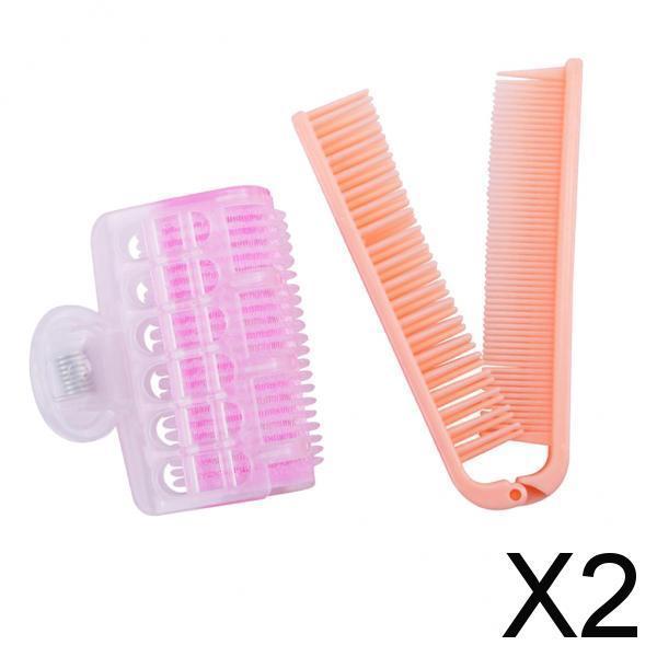 2xHairdressing Tools Set Hair Straightener Comb+Hair Roller Curler+Roller Clip