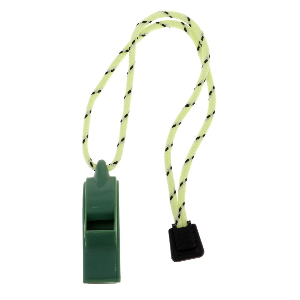 Outdoor High Decibel Camping Emergency Whistle with Lanyard Strap Green