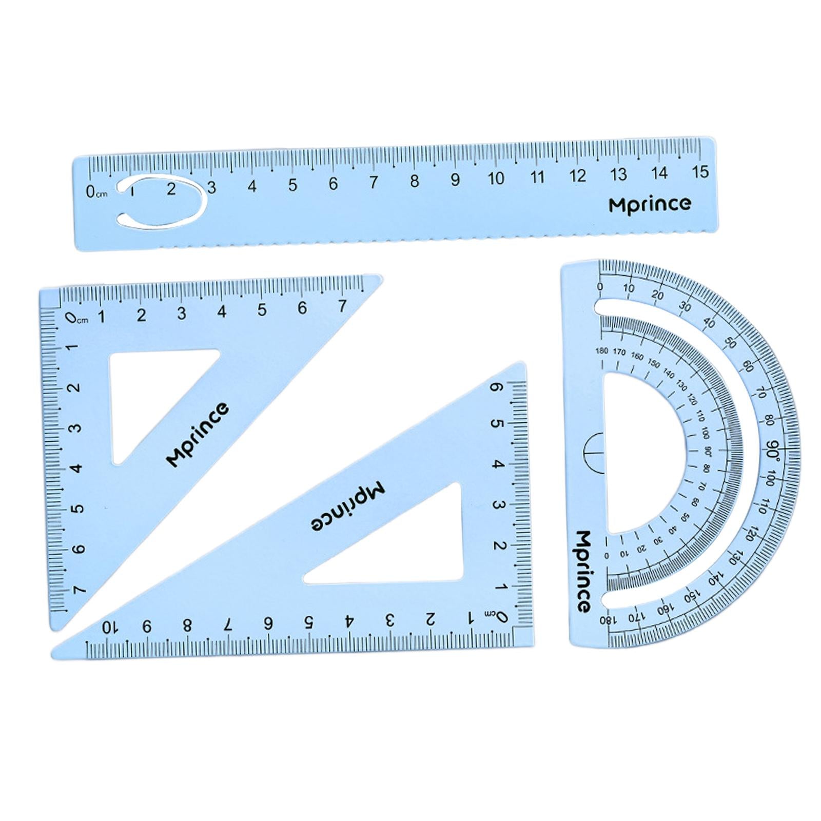 Geometry Math Ruler Metal Protractor Ruler Set for Home Carpentry Light Blue