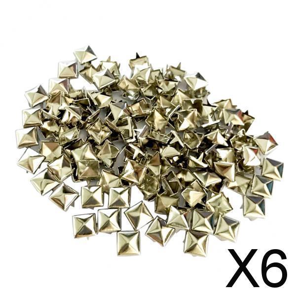 6xWholesale 100pcs Square Pyramid Rivet Metal Studs Leathercraft DIY Silver