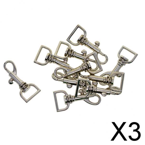 3x10 Pcs Fine Swivel Snap trigger key bag Clasp hook 0.5inch D ring silver