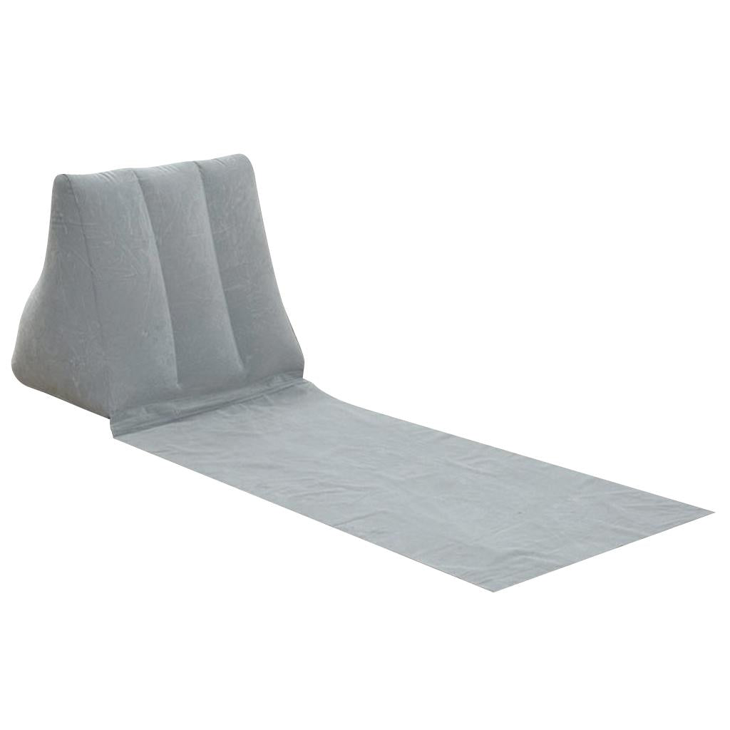 Inflating Beach Camping Lounger Back Pillow Cushion Chair Air Bed Gray