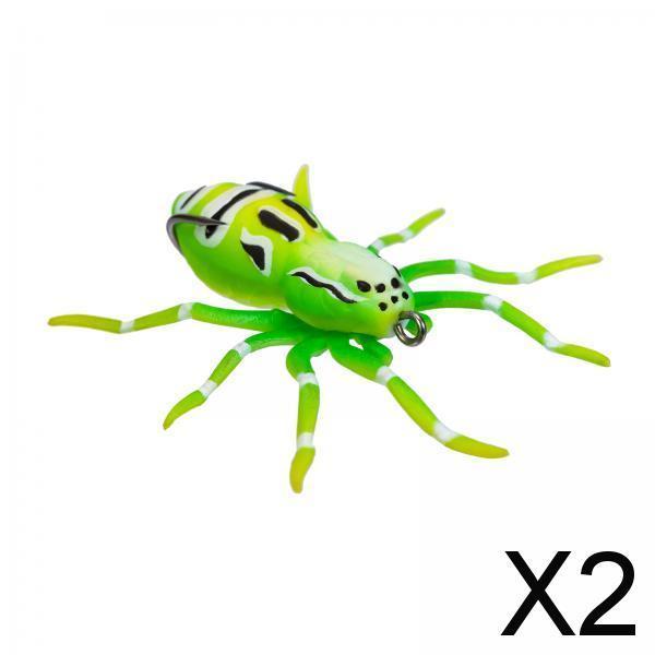 2xArtificial Web Spider Baits 7.5cm 3D Simulation Spider Soft Lures for Salmon Green