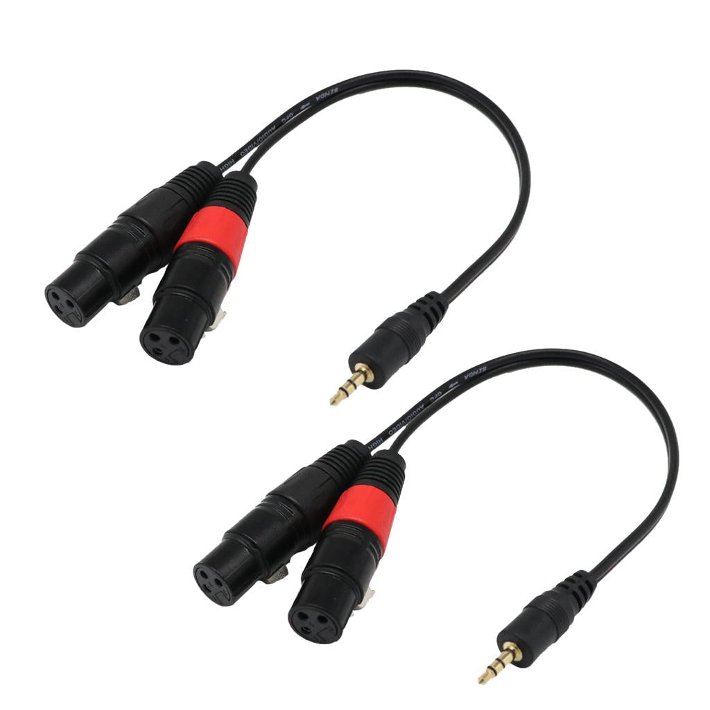 2 Pieces 3.5mm Mono Jack (PC/Laptop) to 2 XLR Female Cable Splitter