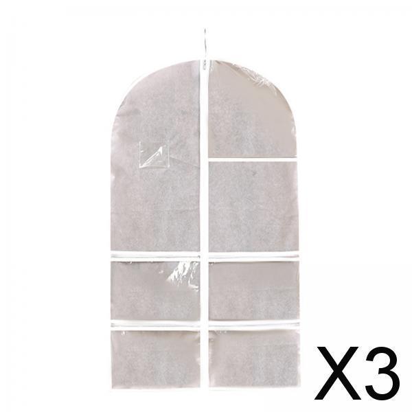 3xHanging Clothes Dust Bags Suit Dress Clear for T Shirts Windbreaker Sweaters 60x100cm