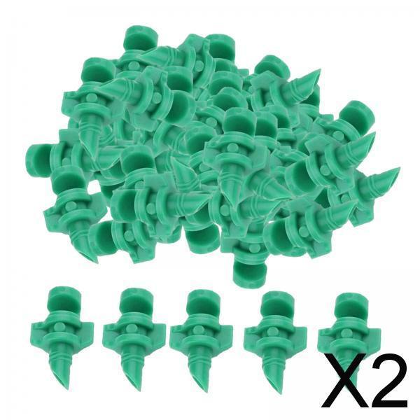 2x50pcs Micro Water Spray Misting Nozzle Sprinkler Irrigation 180 Degree Green