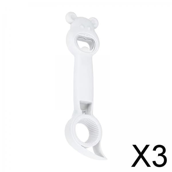 3xBottle Opener Kitchen Tools Comfortable Grip for Jelly Jars Wine Lid Remover white