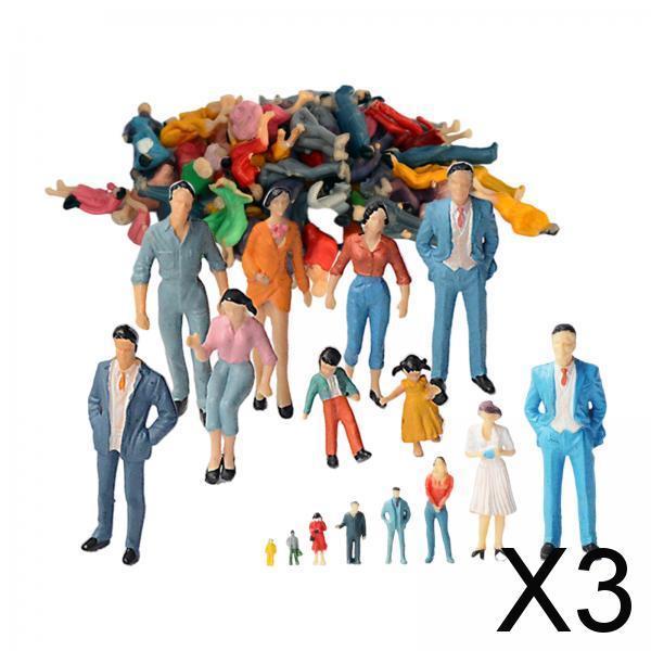 3xHand Painted Figures Assorted Poses Sand Table Tiny Scenery Decorative 100pcs 150th