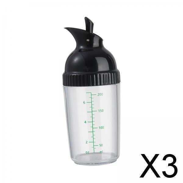 3xSalad Dressing Shaker 200ml Clear Leakproof Salad Shaker Dispenser Household Black