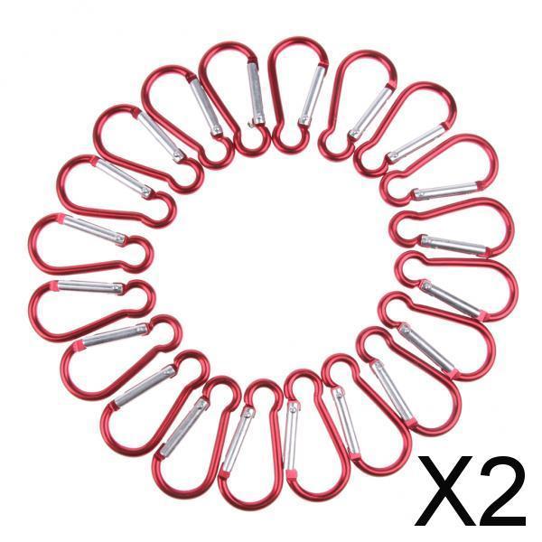 2xOutdoor Aluminum D-Ring Carabiner Camping Keychain Clip Snap Hook Red
