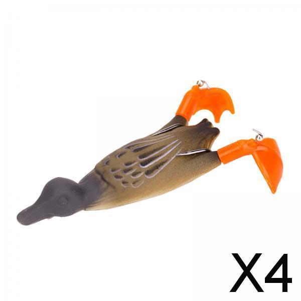 4xFishing Lures 9.5cm Duckling Bait Floating Predator Lure Brown