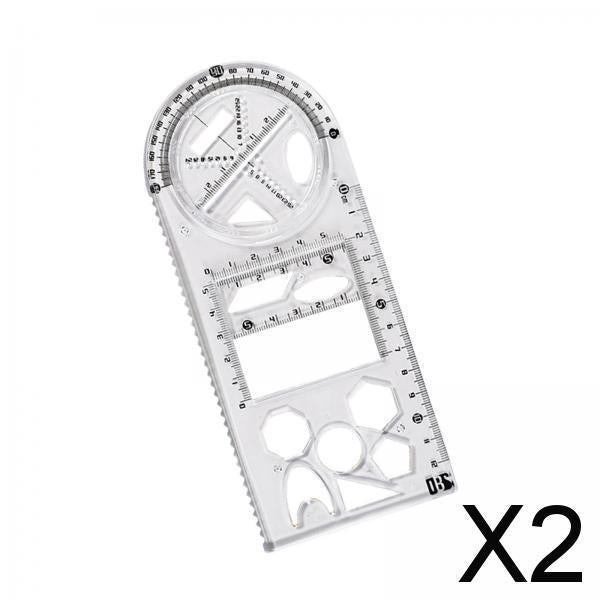 2xGeometric Ruler Craft Drawing Rulers for Designing Sketching Office Supplies Style B