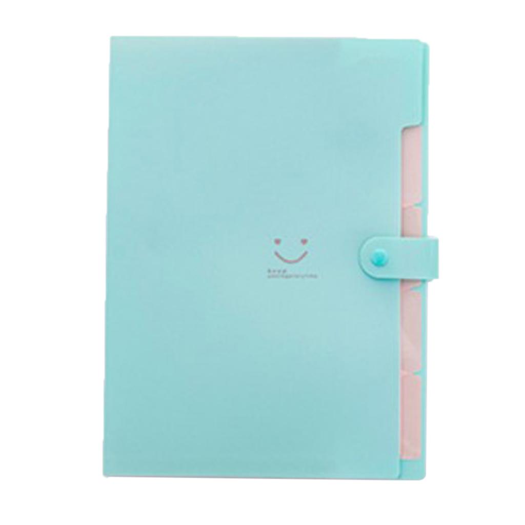 Smile Face Document Bag A4 Expanding File Folder Wallet Bill Folders Green